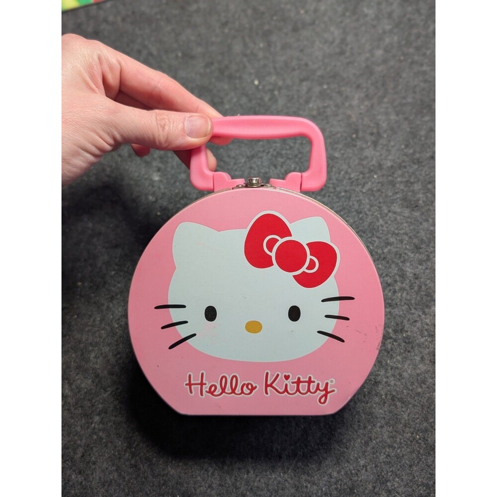 Hello Kitty Tin Box Sanrio 2005 Travel Stamps 6”x5”x2”